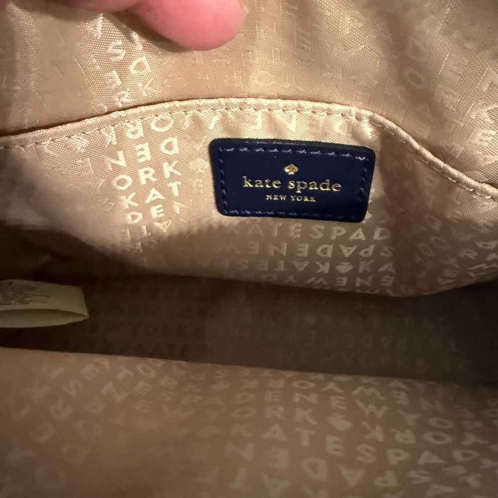 Kate Spade Blue and White Checkered Gingham Style Crossbody Bag - Picture 3 of 3